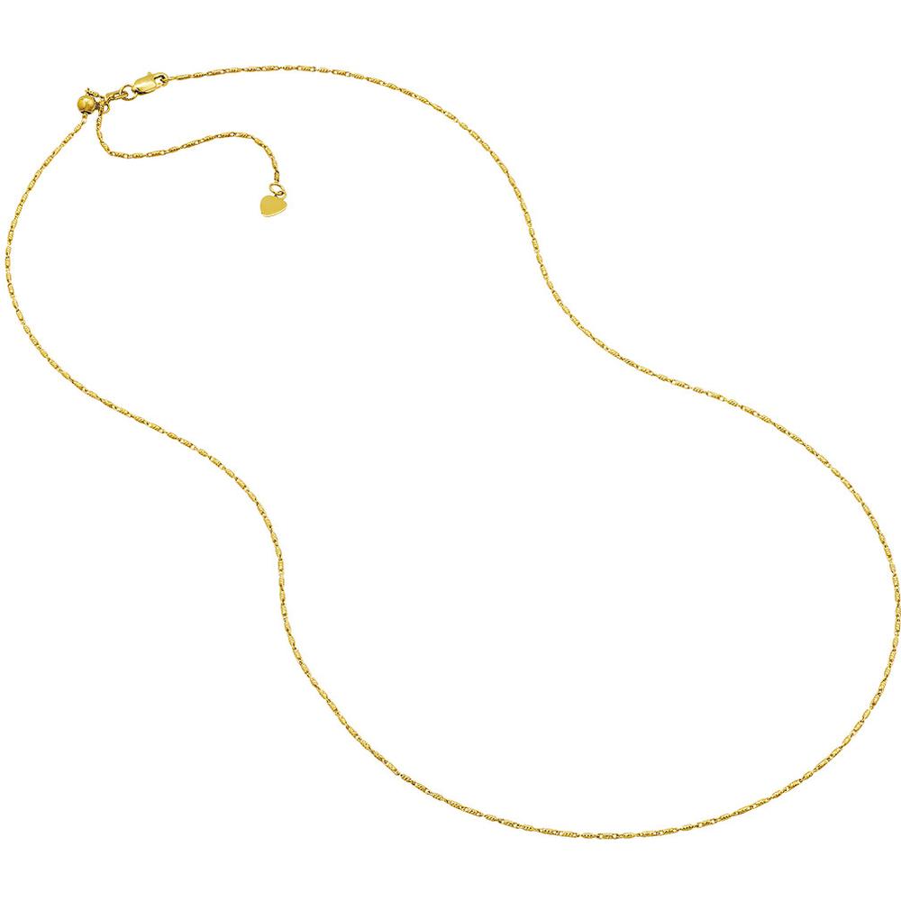 Olas d'Oro - 14K Yellow Gold 22" Adjustable Necklace with Diamond-Cut 0.95mm Chain and Lobster Clasp