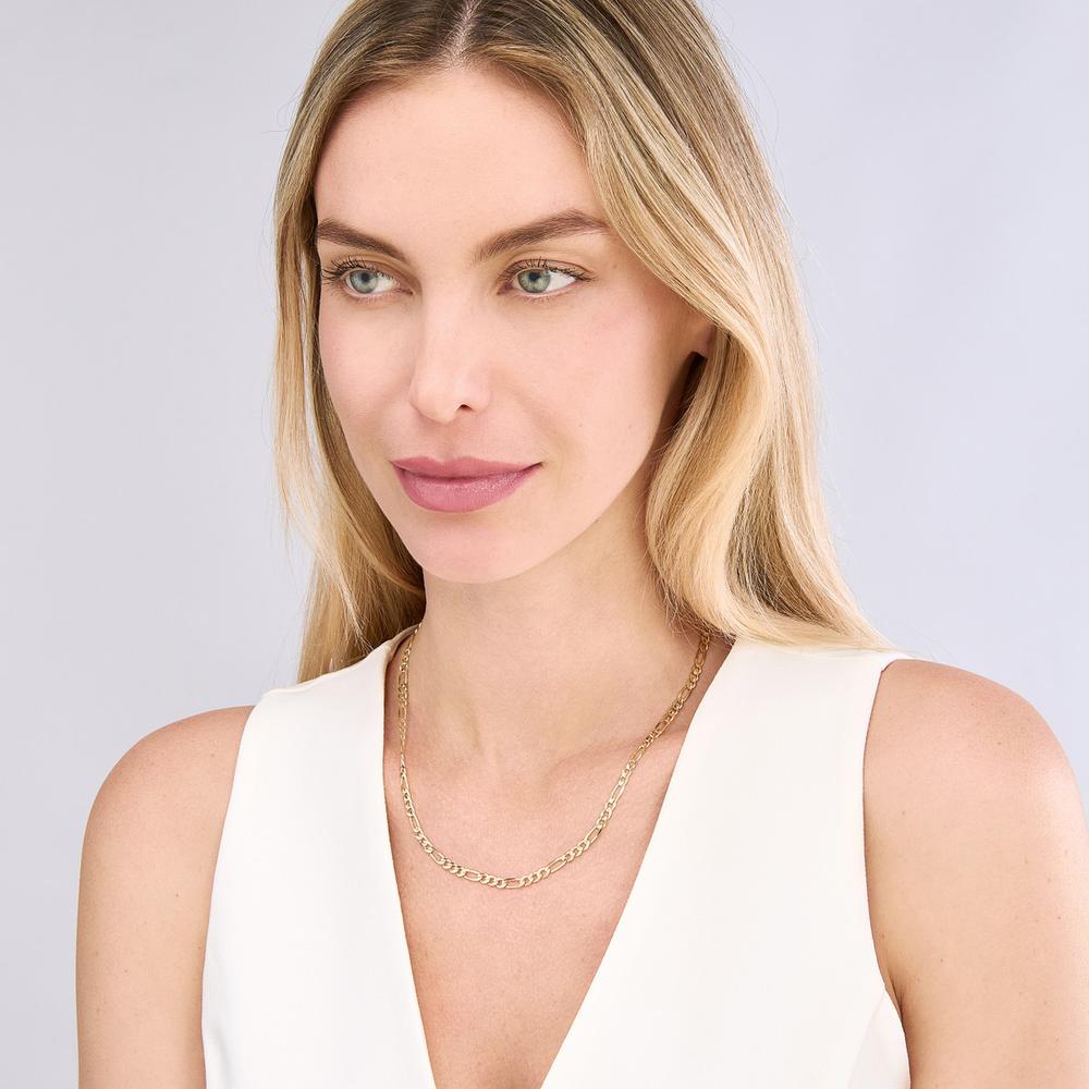 Olas d'Oro - 14K Yellow Gold 22" Figaro Chain Necklace with Lobster Lock - 12.93 Grams