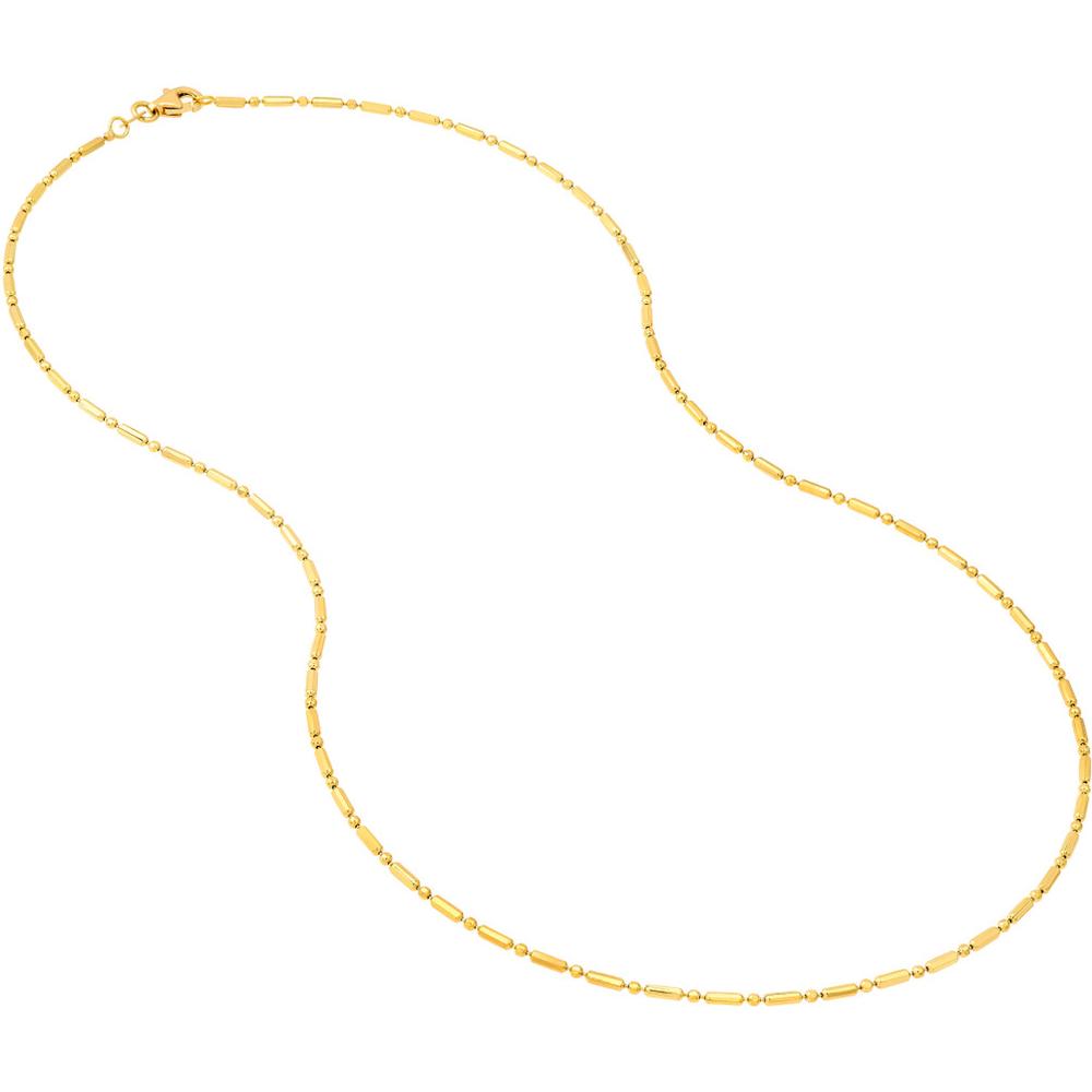 Olas d'Oro - 14K Yellow Gold 24" Bead and Long Bar Chain Necklace - 4.98 Grams