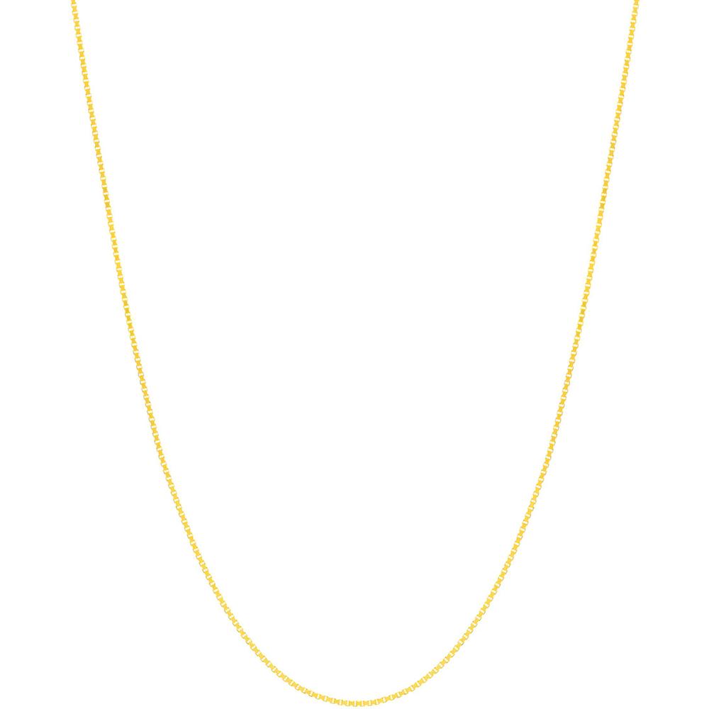 Olas d'Oro - 14K Yellow Gold 24" Fine Box Chain Necklace with Spring Ring Clasp 0.55mm Width
