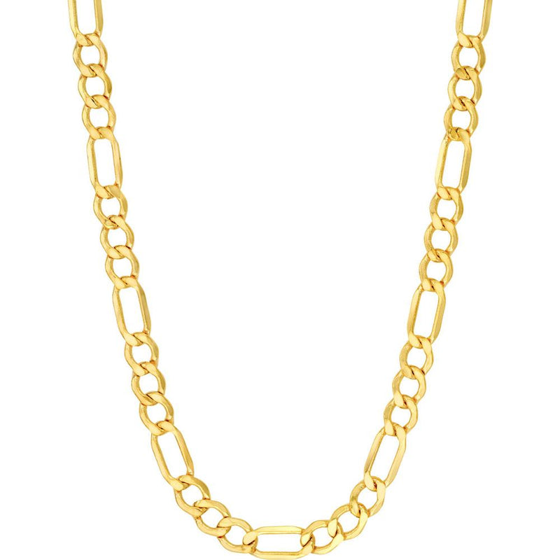 Olas d'Oro - 14K Yellow Gold 24" Hollow Diamond-Cut Figaro Chain Necklace - 15.22 Grams Total Weight
