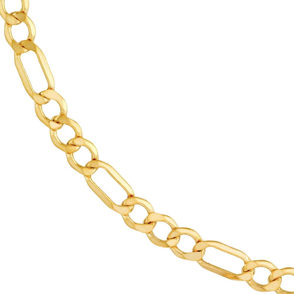 Olas d'Oro - 14K Yellow Gold 24" Hollow Diamond-Cut Figaro Chain Necklace - 15.22 Grams Total Weight