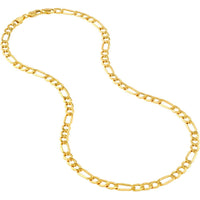 Olas d'Oro - 14K Yellow Gold 24" Hollow Diamond-Cut Figaro Chain Necklace - 15.22 Grams Total Weight