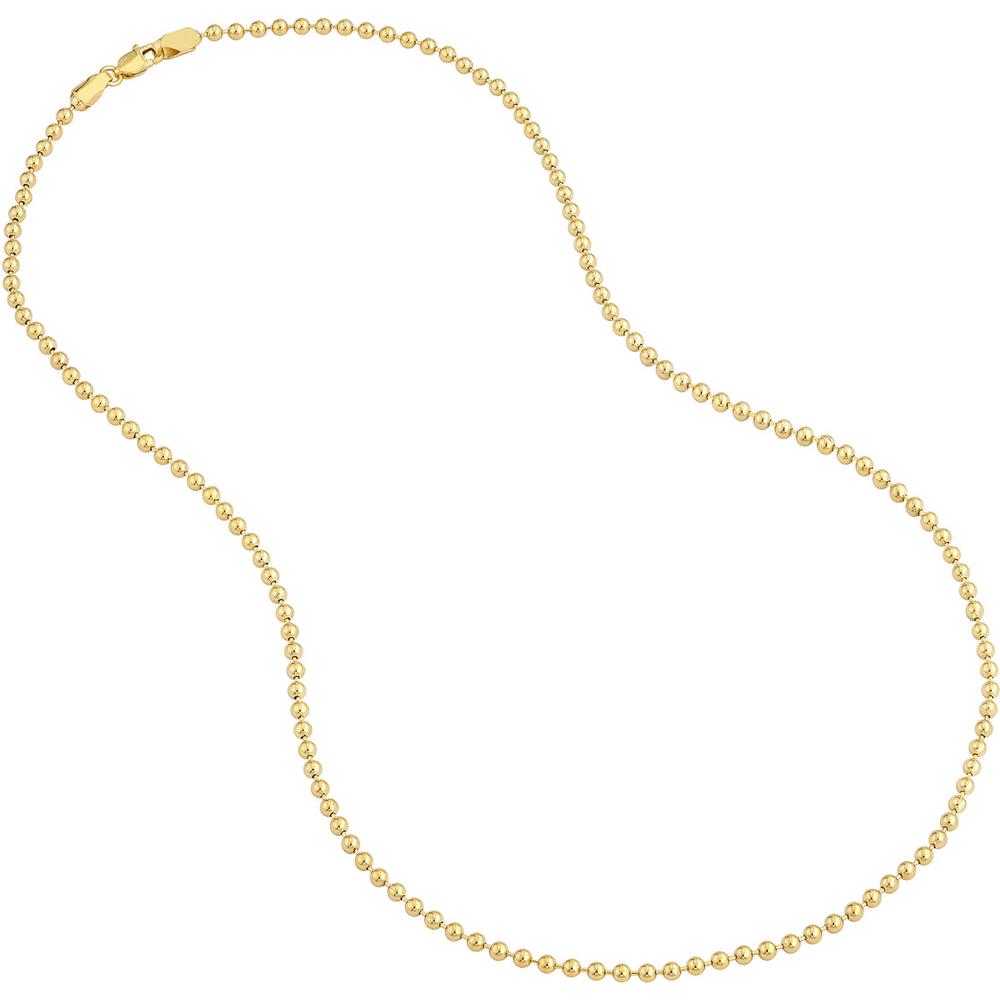 Olas d'Oro - 14K Yellow Gold 24" 2.5mm Bead Chain Necklace with Lobster Lock