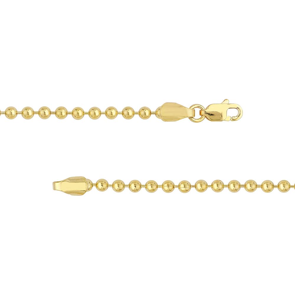 Olas d'Oro - 14K Yellow Gold 24" 2.5mm Bead Chain Necklace with Lobster Lock