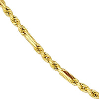 Olas d'Oro - 14K Yellow Gold 24-Inch Diamond-Cut Hollow Figarope Milano Chain Necklace  9.31g Weight