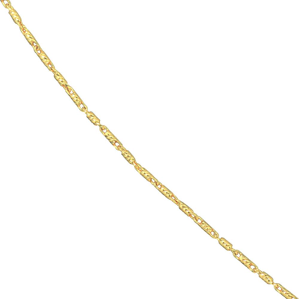 Olas d'Oro - 14K Yellow Gold 24" Diamond-Cut Tube Bead Necklace with Lobster Lock - 3.19 Grams