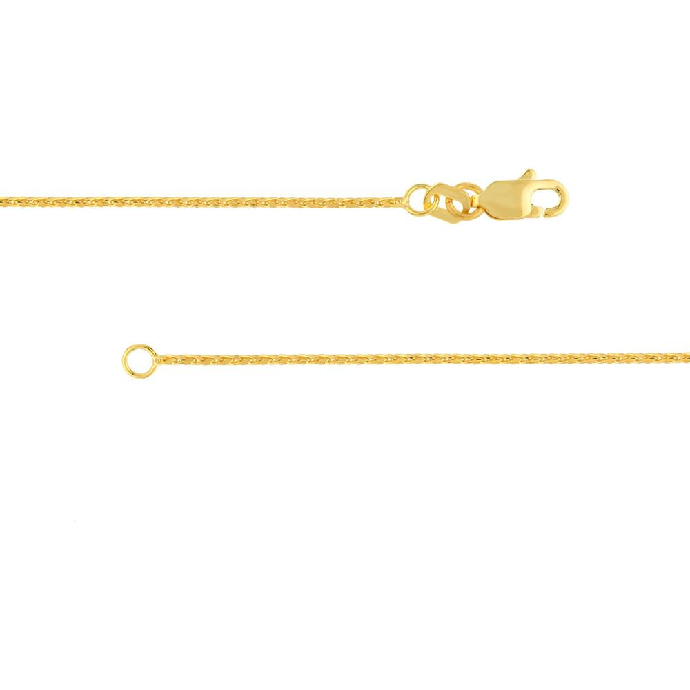 Olas d'Oro - 14K Yellow Gold 24" Diamond-Cut Wheat Chain Necklace with Lobster Lock - 2.52 Grams Total Weight