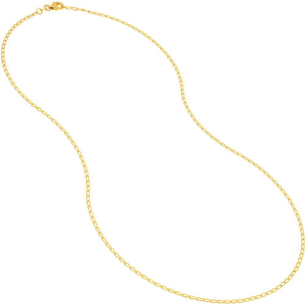 Olas d'Oro - 14K Yellow Gold 24" Hammered Piatto Chain Necklace - 2.54 Grams Average Weight