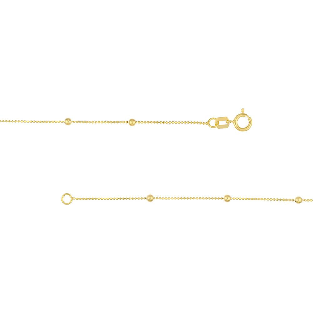 Olas d'Oro - 14K Yellow Gold 24-Inch Mini Ball Station Bead Chain Necklace - 2.05 Grams