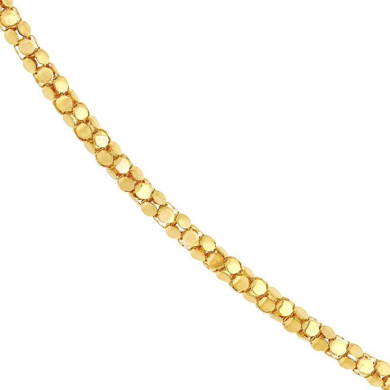 Olas d'Oro - 14K Yellow Gold 24" Mirror Popcorn Chain Necklace - 1.85mm Gauge