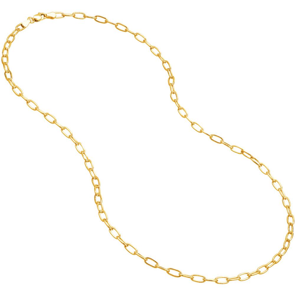 Olas d'Oro - 14K Yellow Gold 24" Paper Clip Chain Necklace with Lobster Clasp
