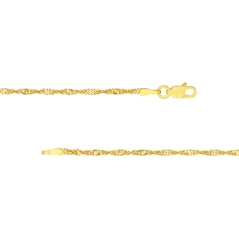 Olas d'Oro - 14K Yellow Gold 24" Singapore Chain - 1.7mm Twist Design with Lobster Clasp