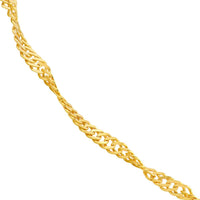 Olas d'Oro - 14K Yellow Gold 24" Singapore Chain with Twist Elements - 1.58 Grams Average Weight