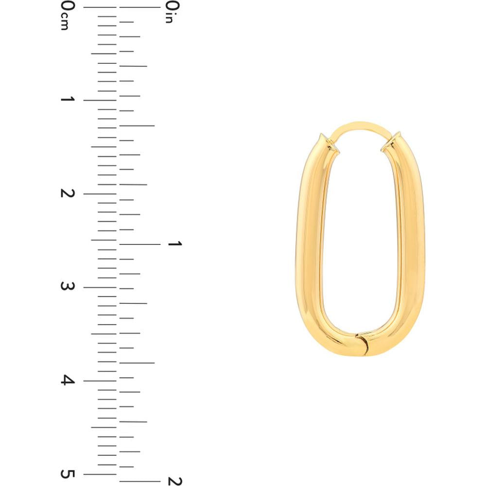 Olas d'Oro - 14K Yellow Gold 25.1mm Oval Round Hoop Hinged Earrings - 2.90 Grams Total Weight