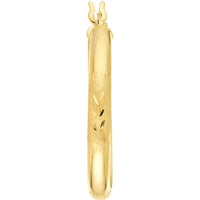 Olas d'Oro - 14K Yellow Gold 25mm Diamond-Cut Florentine Hoop Earrings - 1.45g Total Weight