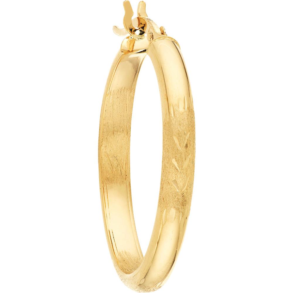 Olas d'Oro - 14K Yellow Gold 25mm Diamond-Cut Florentine Hoop Earrings - 1.45g Total Weight
