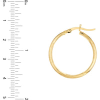 Olas d'Oro - 14K Yellow Gold 25mm Diamond-Cut Florentine Hoop Earrings - 1.45g Total Weight