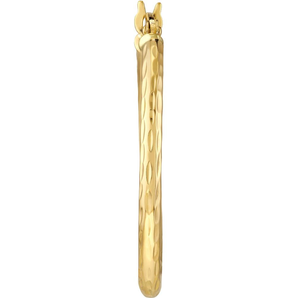 Olas d'Oro - 14K Yellow Gold 25mm Diamond-Cut Hoop Earrings - 1.30 Grams Total Weight