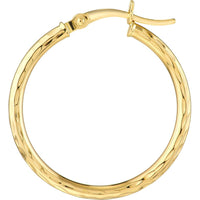 Olas d'Oro - 14K Yellow Gold 25mm Diamond-Cut Hoop Earrings - 1.30 Grams Total Weight