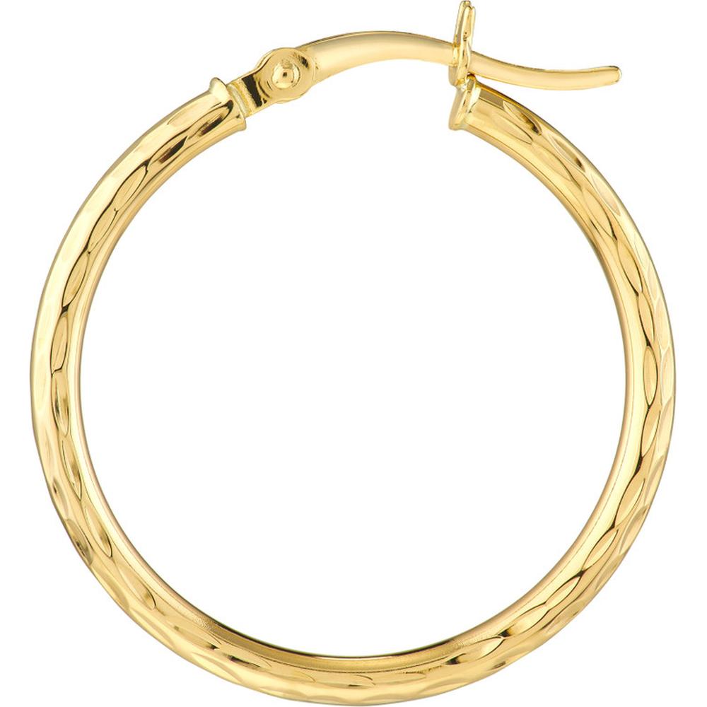 Olas d'Oro - 14K Yellow Gold 25mm Diamond-Cut Hoop Earrings - 1.30 Grams Total Weight