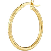 Olas d'Oro - 14K Yellow Gold 25mm Diamond-Cut Hoop Earrings - 1.30 Grams Total Weight