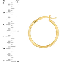 Olas d'Oro - 14K Yellow Gold 25mm Diamond-Cut Hoop Earrings - 1.30 Grams Total Weight