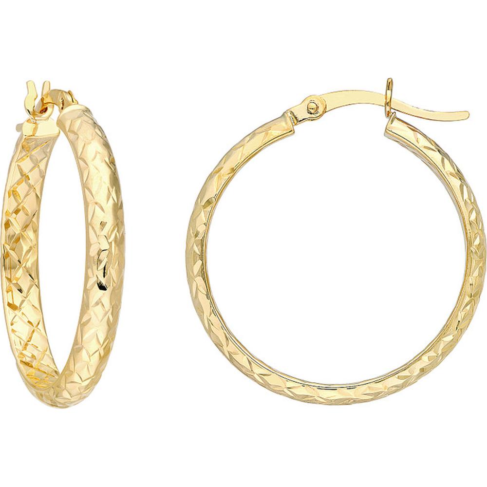 Olas d'Oro - 14K Yellow Gold 25mm Diamond-Cut Hoop Earrings 2.00 Grams Total Weight