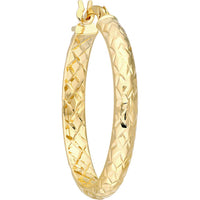 Olas d'Oro - 14K Yellow Gold 25mm Diamond-Cut Hoop Earrings 2.00 Grams Total Weight