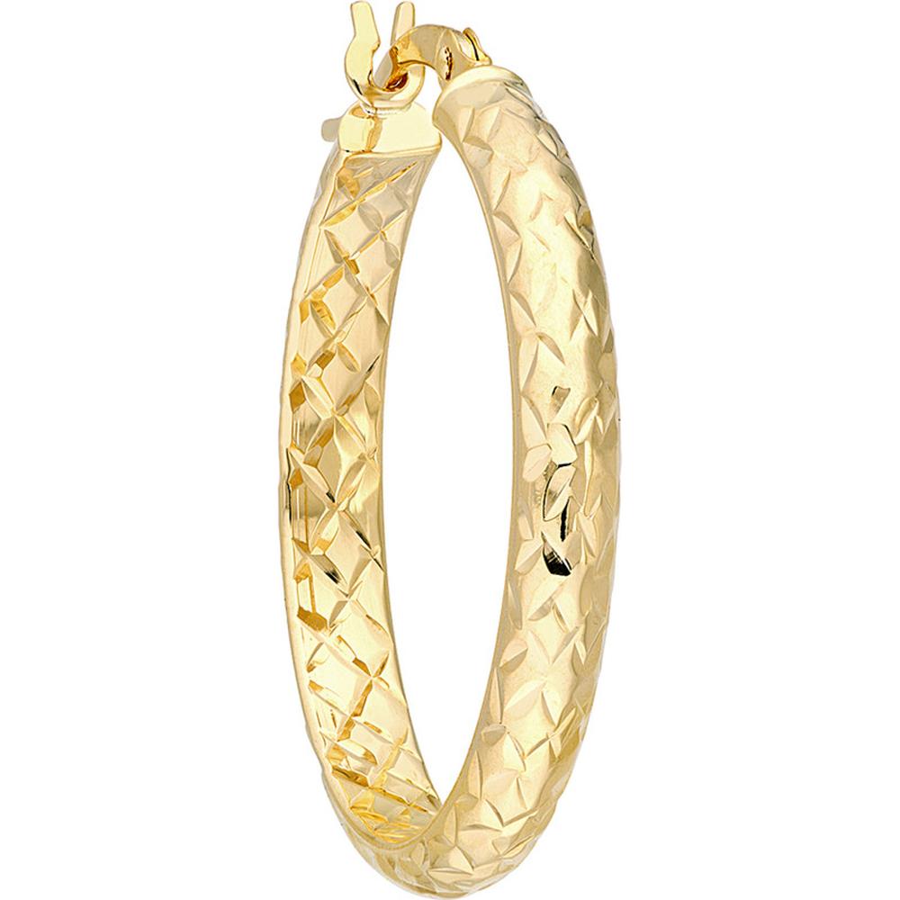 Olas d'Oro - 14K Yellow Gold 25mm Diamond-Cut Hoop Earrings 2.00 Grams Total Weight