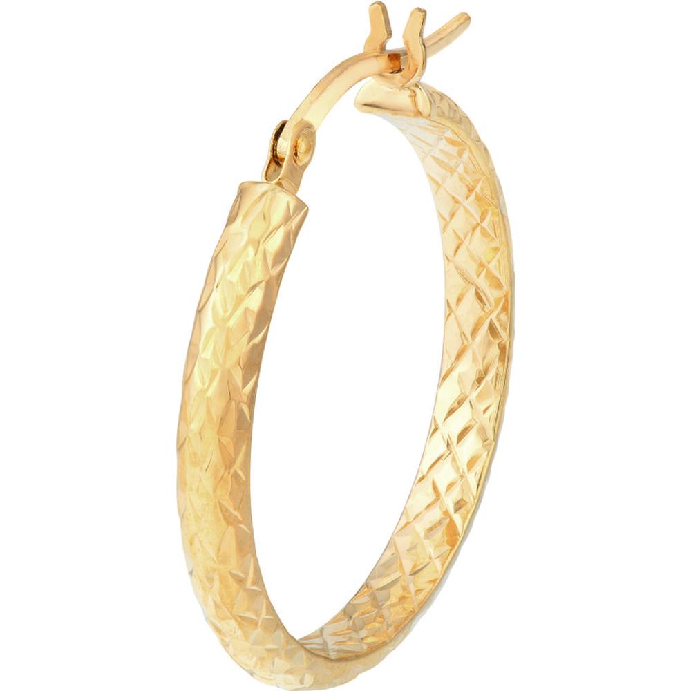 Olas d'Oro - 14K Yellow Gold 25mm Diamond-Cut Hoop Earrings 2.00 Grams Total Weight