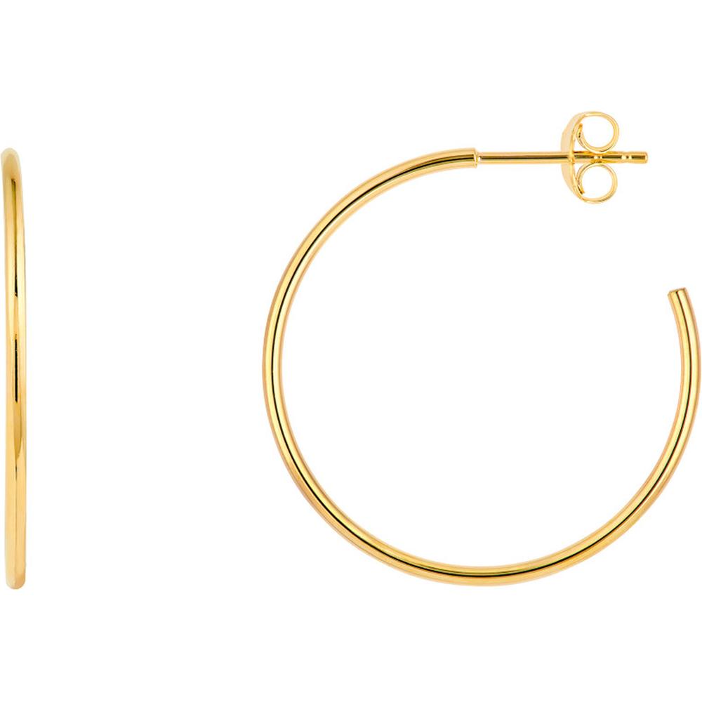 Olas d'Oro - 14K Yellow Gold 25mm Hoop Post Earrings - Elegant Gold Hoops for Everyday Wear