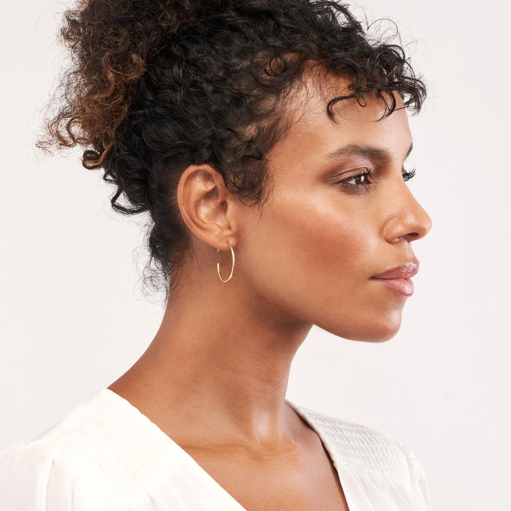 Olas d'Oro - 14K Yellow Gold 25mm Hoop Post Earrings - Elegant Gold Hoops for Everyday Wear