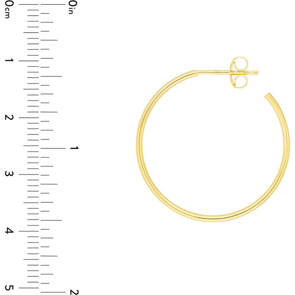 Olas d'Oro - 14K Yellow Gold 25mm Hoop Post Earrings - Elegant Gold Hoops for Everyday Wear