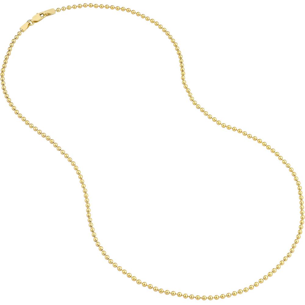 Olas d'Oro - 14K Yellow Gold 2mm Bead Chain Necklace - 18" Length