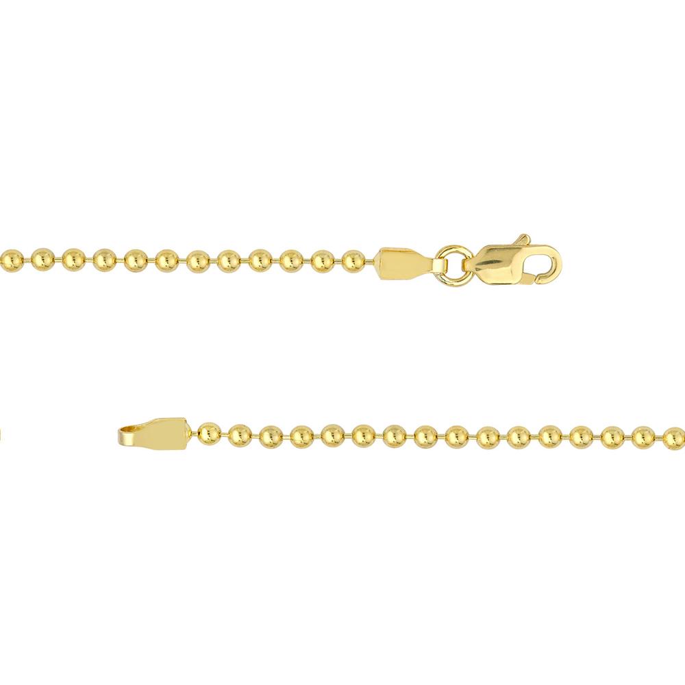 Olas d'Oro - 14K Yellow Gold 2mm Bead Chain Necklace - 18" Length