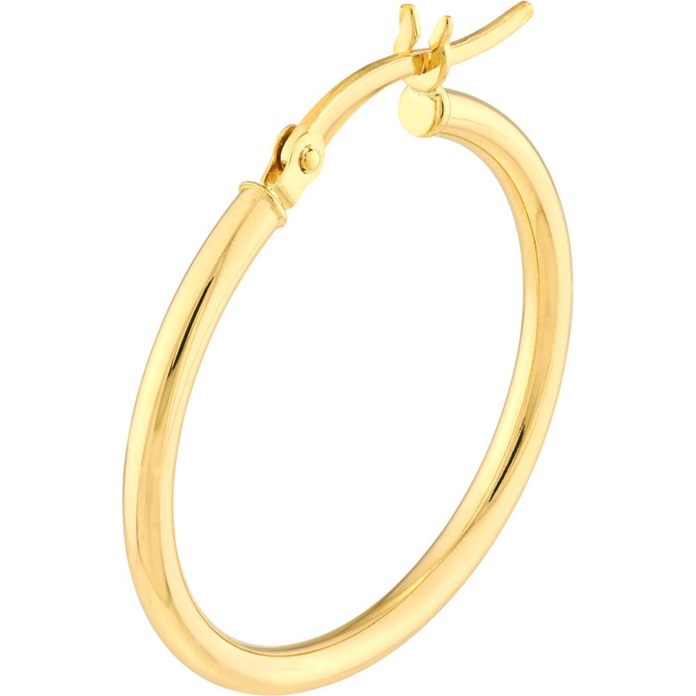 Olas d'Oro - 14K Yellow Gold 2mm Polished Hoop Earrings - 25mm Diameter