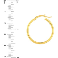 Olas d'Oro - 14K Yellow Gold 2mm Polished Hoop Earrings - 25mm Diameter
