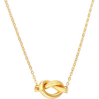 Olas d'Oro - 14K Yellow Gold 2mm Tube Love Knot Necklace with Spring Ring Closure - 1.17 Grams