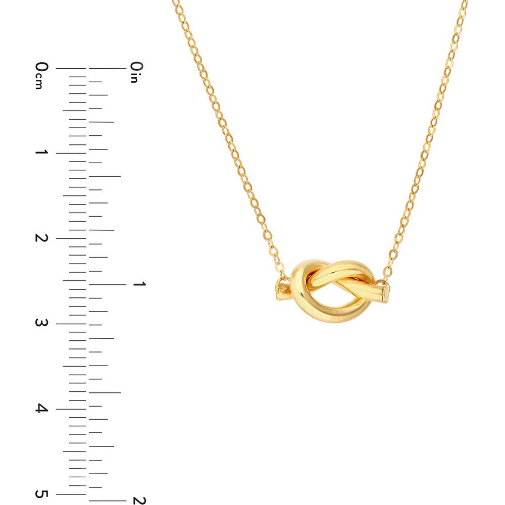Olas d'Oro - 14K Yellow Gold 2mm Tube Love Knot Necklace with Spring Ring Closure - 1.17 Grams