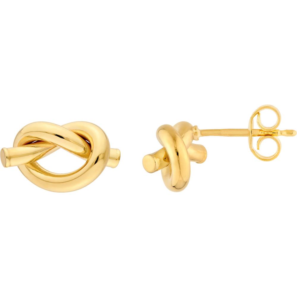 Olas d'Oro - 14K Yellow Gold 2mm Tube Love Knot Stud Earrings
