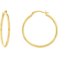 Olas d'Oro - 14K Yellow Gold 2mm x 30mm Polished Hoop Earrings - 1.35 Grams Total Weight