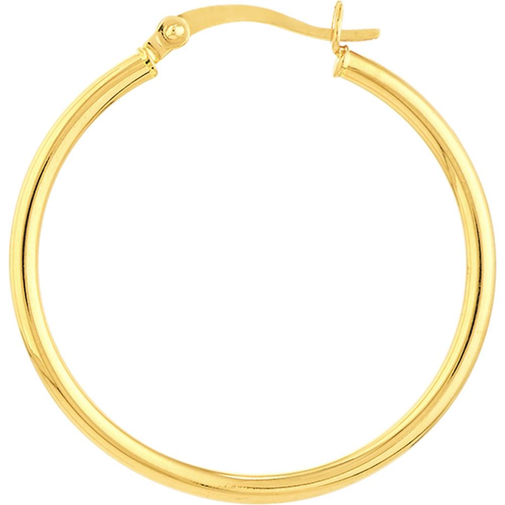 Olas d'Oro - 14K Yellow Gold 2mm x 30mm Polished Hoop Earrings - 1.35 Grams Total Weight
