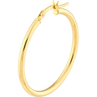 Olas d'Oro - 14K Yellow Gold 2mm x 30mm Polished Hoop Earrings - 1.35 Grams Total Weight