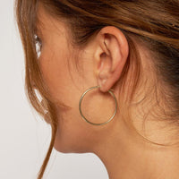 Olas d'Oro - 14K Yellow Gold 2mm x 35mm Polished Hoop Earrings - 1.45 Grams Total Weight