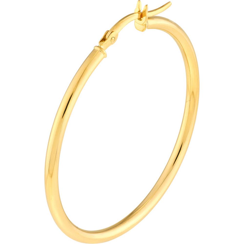Olas d'Oro - 14K Yellow Gold 2mm x 35mm Polished Hoop Earrings - 1.45 Grams Total Weight