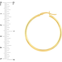 Olas d'Oro - 14K Yellow Gold 2mm x 35mm Polished Hoop Earrings - 1.45 Grams Total Weight