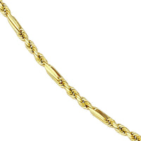 Olas d'Oro - 14K Yellow Gold 3.00mm Diamond-Cut Hollow Figarope Milano Chain Bracelet - 7.50" Length