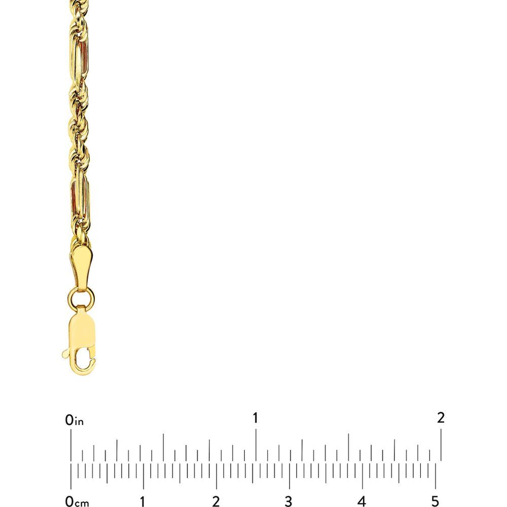 Olas d'Oro - 14K Yellow Gold 3.00mm Diamond-Cut Hollow Figarope Milano Chain Bracelet - 7.50" Length