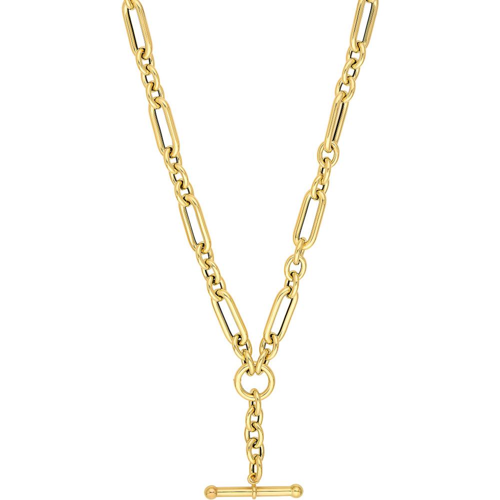 Olas d'Oro - 14K Yellow Gold 3+1 Paper Clip Lariat Necklace with Pear Shape Lobster Clasp